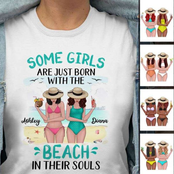 Apparel Bikini Besties Beach In Their Souls Personalized Shirt Classic Tee / White Classic Tee / S