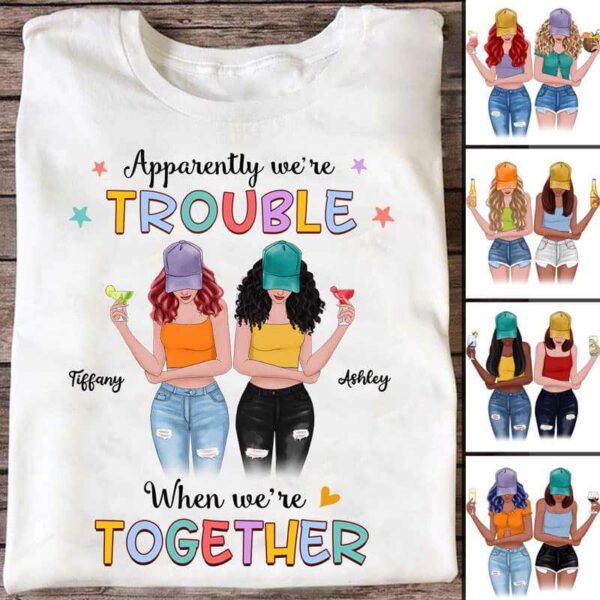 Apparel Colorful Modern Besties Front View Personalized Shirt Classic Tee / White Classic Tee / S