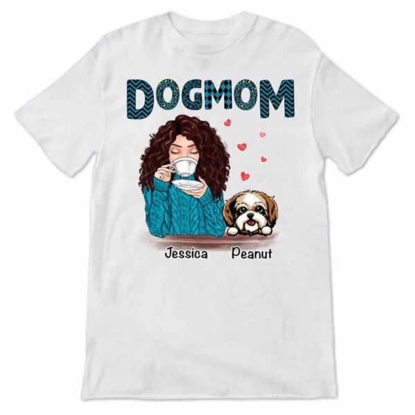 Apparel Dog Mom Blue Patterned Personalized Shirt
