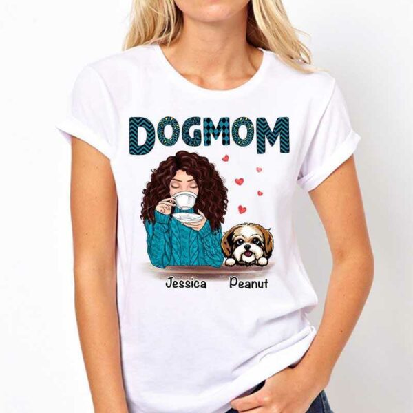 Apparel Dog Mom Blue Patterned Personalized Shirt
