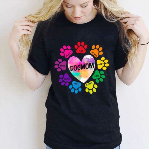 Apparel Dog Mom Colorful Heart Personalized Shirt
