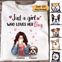 Apparel Dog Mom Loves Her Dog Personalized Shirt Classic Tee / White Classic Tee / S
