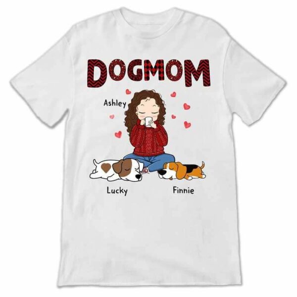 Apparel Dog Mom Red Pattern Chibi Girl Personalized Shirt