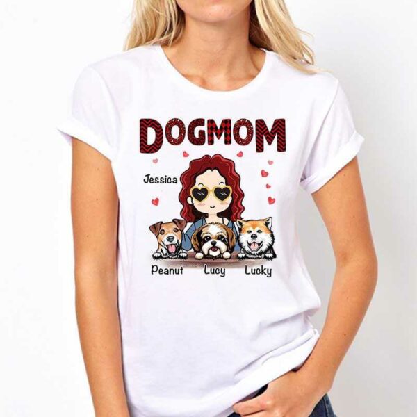 Apparel Dog Mom Red Patterned Chibi Girl Personalized Shirt