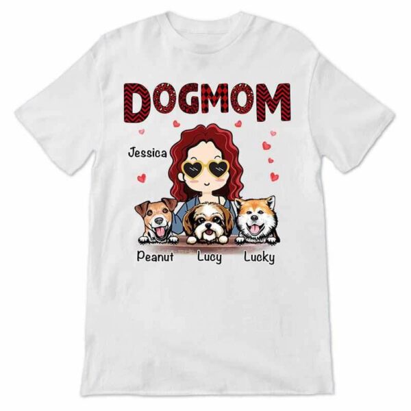 Apparel Dog Mom Red Patterned Chibi Girl Personalized Shirt