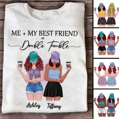 Apparel Double Trouble Posing Besties Personalized Shirt Classic Tee / White Classic Tee / S