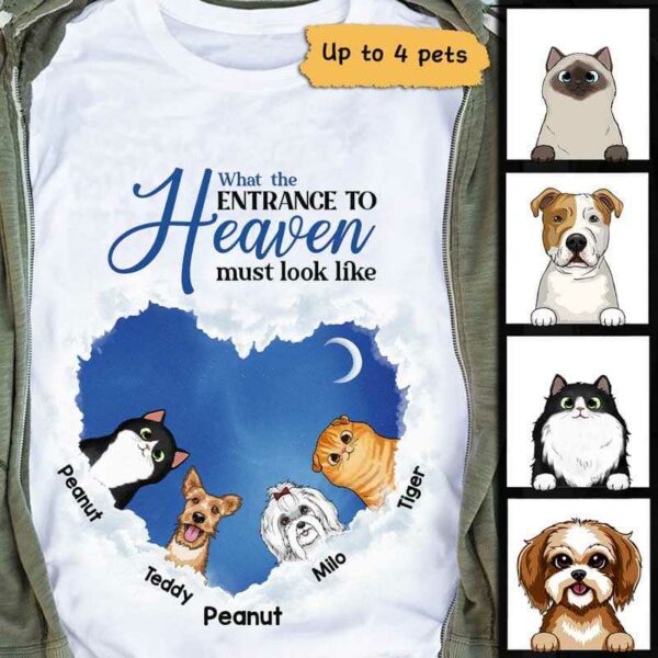 Apparel Entrance To Heaven Dogs Cats Personalized Shirt Classic Tee / White Classic Tee / S