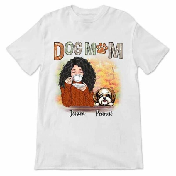 Apparel Fall Season Coffee Girl Dog Mom Personalized Shirt
