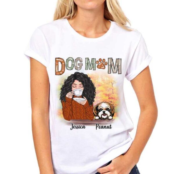 Apparel Fall Season Coffee Girl Dog Mom Personalized Shirt