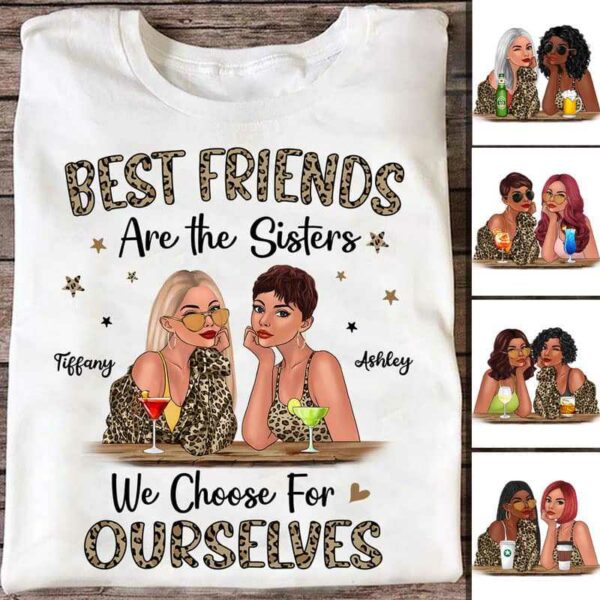 Apparel Fashion Besties Leopard Pattern Personalized Shirt Classic Tee / White Classic Tee / S