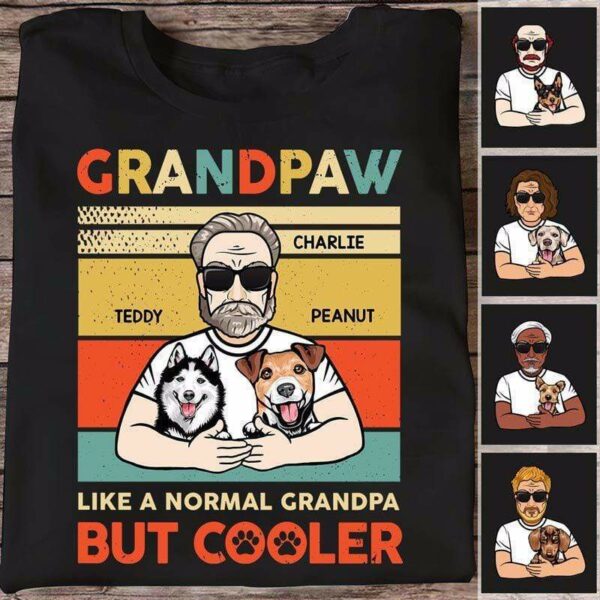 Apparel Grandpaw Dog Dad Retro Old Man Personalized Shirt Classic Tee / Black Classic Tee / S