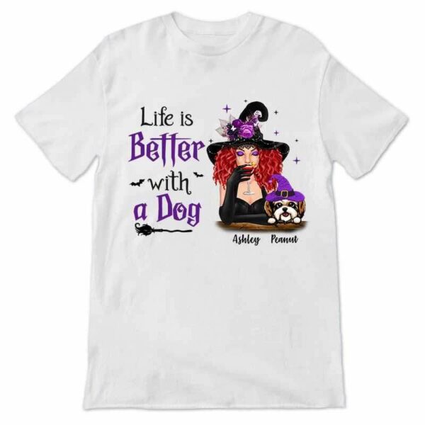 Apparel Halloween Witch And Peeking Dog Personalized Shirt