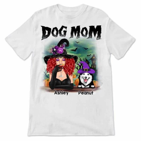 Apparel Halloween Witch Dog Mom Personalized Shirt