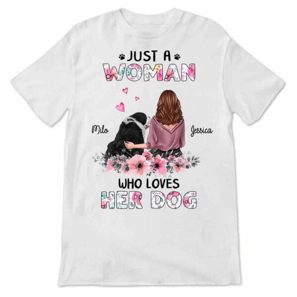 Apparel Just A Woman Who Loves Her Dog Floral Personalized Shirt