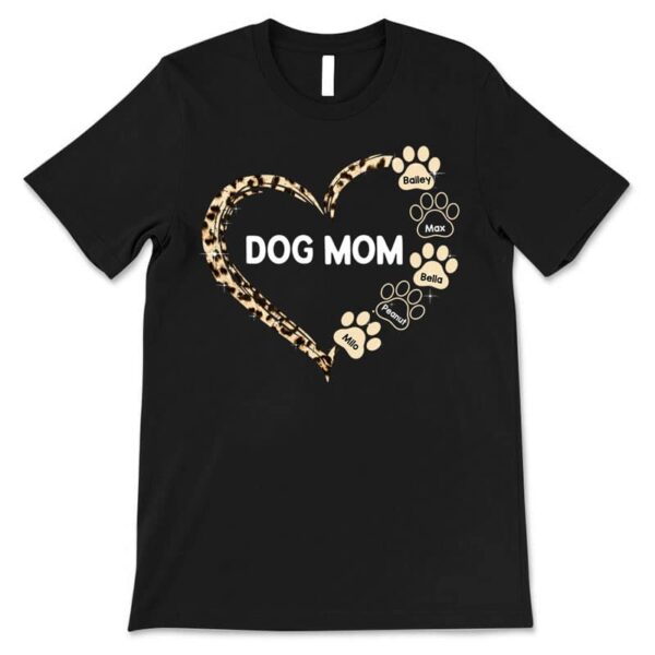Apparel Leopard Heart Dog Mom Personalized Shirt