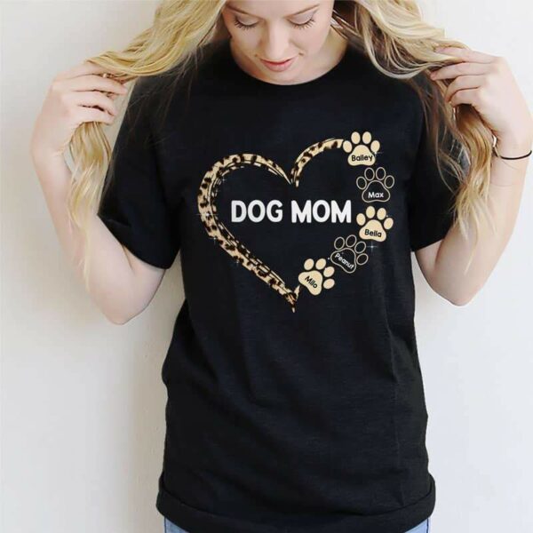 Apparel Leopard Heart Dog Mom Personalized Shirt
