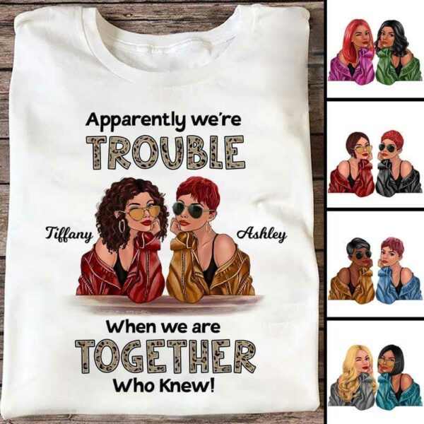 Apparel Leopard Trouble Fashion Besties Personalized Shirt Classic Tee / White Classic Tee / S