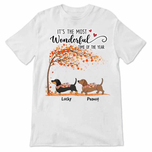 Apparel Most Wonderful Time Fall Season Dachshund Personalized Shirt