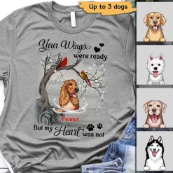 Apparel My Heart Was Not Ready Dogs Memorial Personalized Shirt Classic Tee / Ash Classic Tee / S