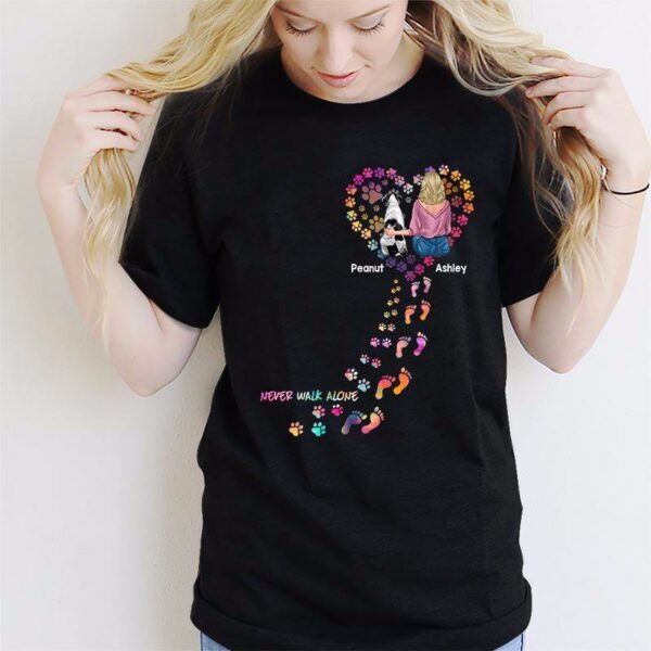 Apparel Never Walk Alone Girl And Dogs Personalized Dark Shirt