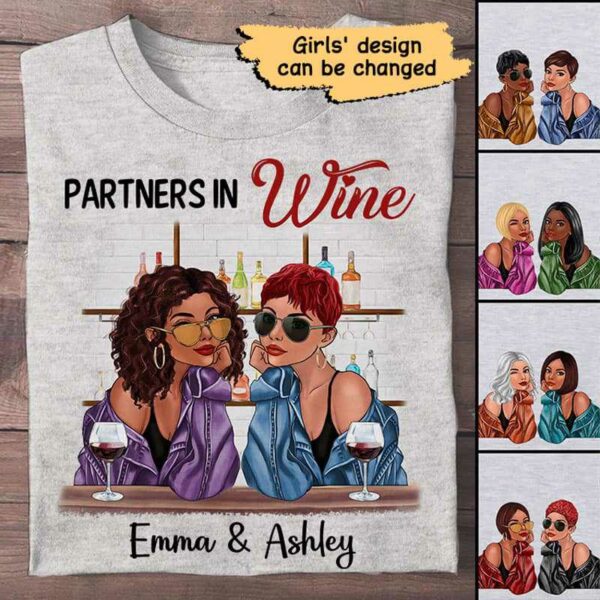 Apparel Partner In Wine Fashion Besties Personalized Shirt Classic Tee / Ash Classic Tee / S