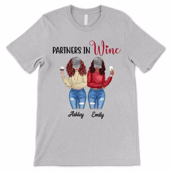Apparel Partner In Wine Front View Besties Personalized Shirt