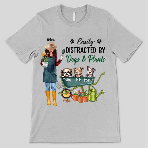 Apparel Peeking Dogs And Gardening Girl Personalized Shirt