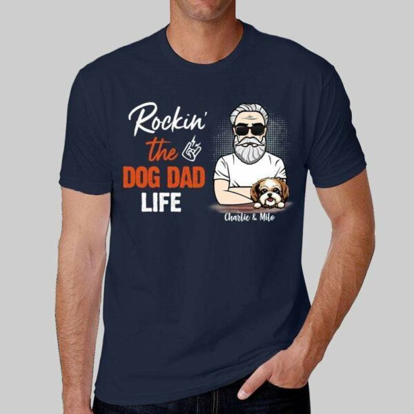 Apparel Rockin‘ Dog Dad Life Old Man Personalized Dark Color Shirt