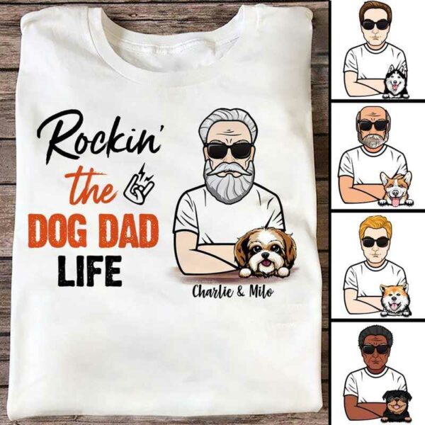 Apparel Rockin‘ Dog Dad Life Old Man Personalized Shirt Classic Tee / White Classic Tee / S