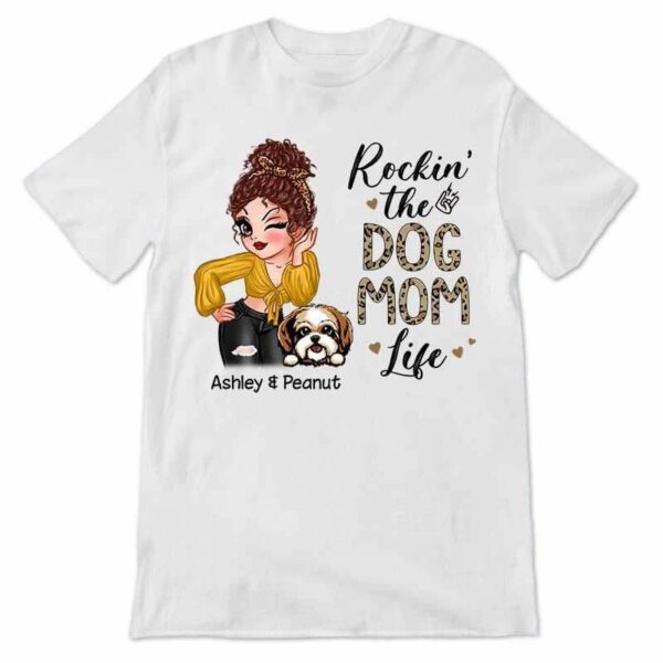 Apparel Rockin‘ The Dog Mom Life Patterns Personalized Shirt