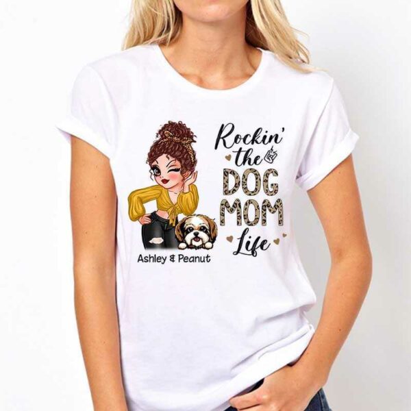 Apparel Rockin‘ The Dog Mom Life Patterns Personalized Shirt