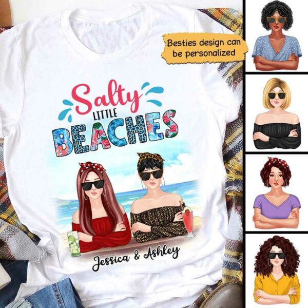 Apparel Salty Lil‘ Beaches Summer Besties Personalized Shirt Classic Tee / White Classic Tee / S