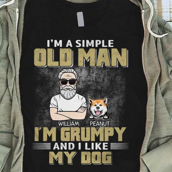 Apparel Simple Old Man Like Dogs Personalized Shirt Classic Tee / Black Classic Tee / S