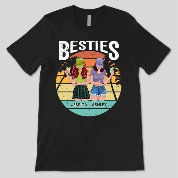 Apparel Summer Front View Besties Retro Personalized Shirt