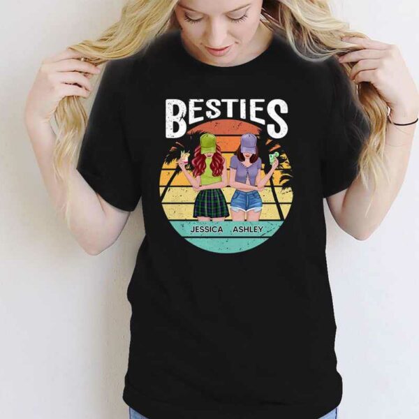Apparel Summer Front View Besties Retro Personalized Shirt