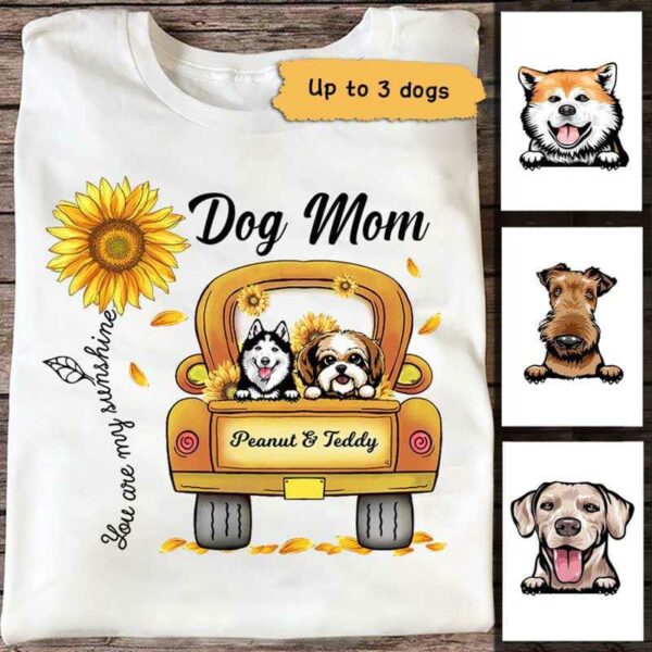 Apparel Sunflower Truck Dog Mom Personalized Shirt Classic Tee / White Classic Tee / S