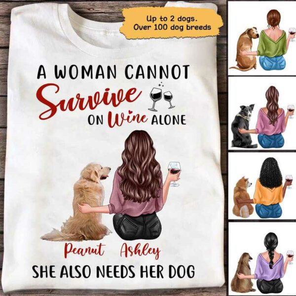 Apparel Survive On Wine And Dog Personalized Shirt Classic Tee / White Classic Tee / S