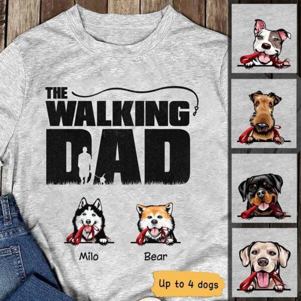 Apparel The Walking Dad Dog Personalized Shirt Classic Tee / Ash Classic Tee / S