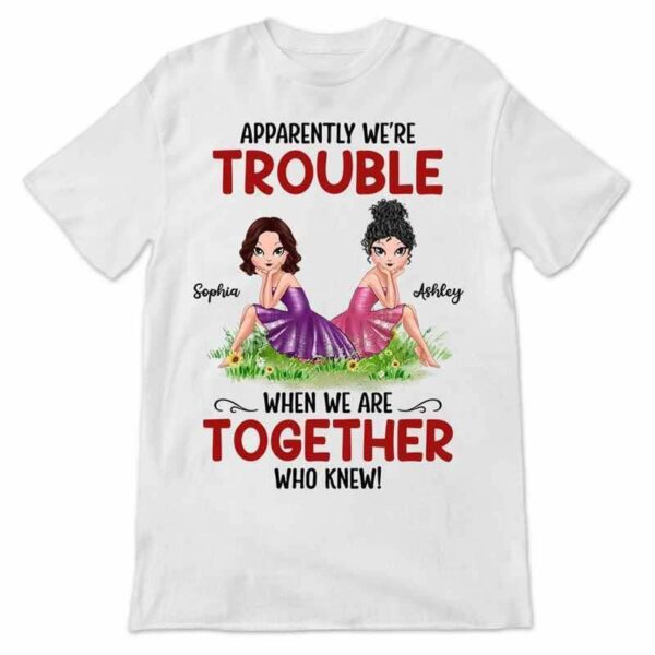 Apparel Trouble Besties Sitting Girl Personalized Shirt