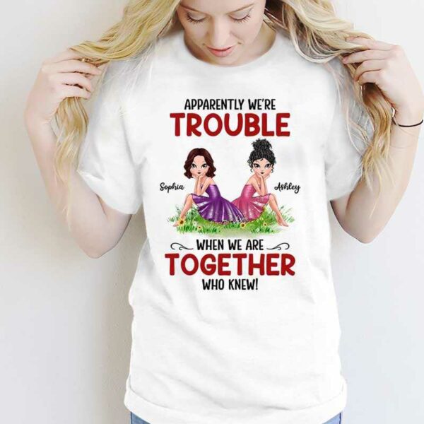Apparel Trouble Besties Sitting Girl Personalized Shirt