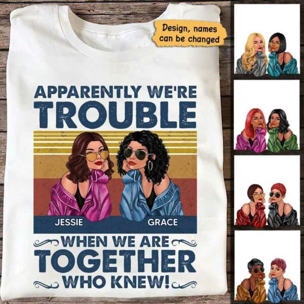 Apparel Trouble Fashion Besties Retro Personalized Shirt Classic Tee / White Classic Tee / S