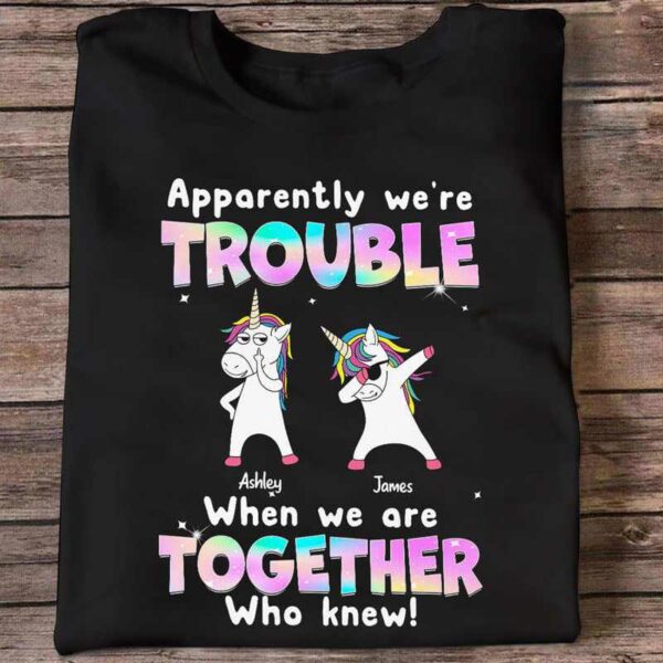 Apparel Trouble Together Unicorn Besties Personalized Shirt Classic Tee / Black Classic Tee / S