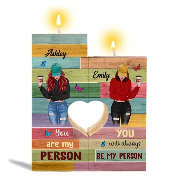 Candle Holder Bestie Colorful Wooden Texture Personalized Candle Holder Onesize