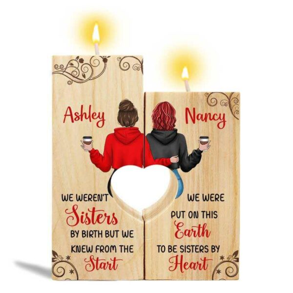 Candle Holder Besties Sisters By Heart Modern Girls Personalized Candle Holder Onesize