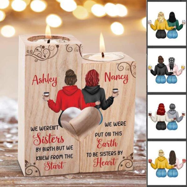 Candle Holder Besties Sisters By Heart Modern Girls Personalized Candle Holder Onesize