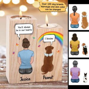 Candle Holder Dog Memorial Conversation With Mom Personalized Candle Holder Onesize