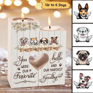Candle Holder Dogs Pet Memorial Floral Ribbon Personalized Candle Holder Onesize