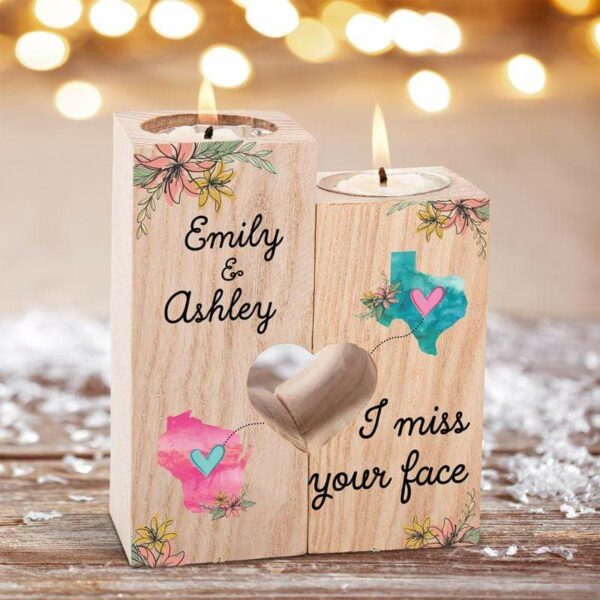 Candle Holder Long Distance Besties I Miss Your Face Personalized Candle Holder Onesize