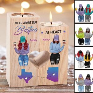 Candle Holder Long Distance Front View Besties Personalized Candle Holder Onesize