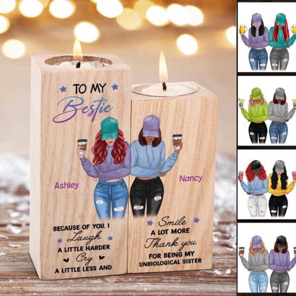 Candle Holder My Bestie Front View Personalized Candle Holder Onesize